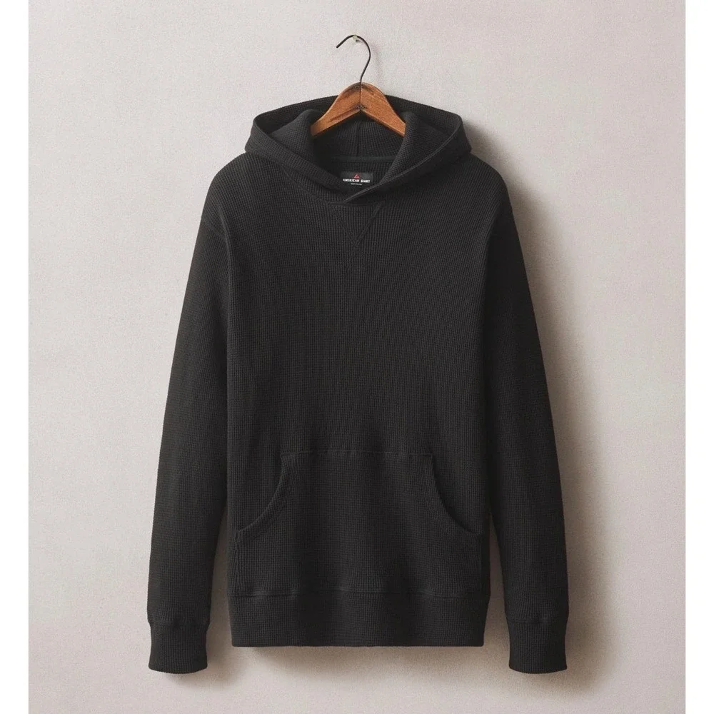 NWOT‎ American Giant Mens Summit Waffle Pullover Hoodie S Black